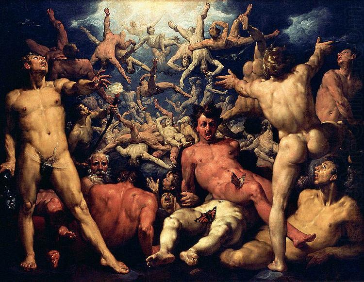 CORNELIS VAN HAARLEM The fall of Lucifer. china oil painting image